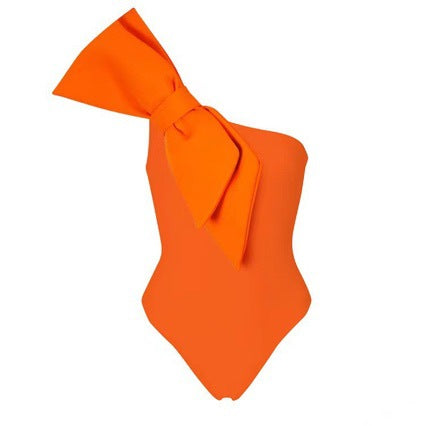 French Solid One-piece Swimwear