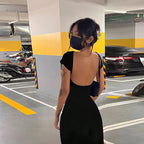 Women's Jersey Backless Bodycon Maxi Dress