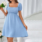 Women's Cotton Square-Neck Backless A-Line Dress