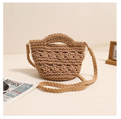 Colorful Crossbody Cotton Thread Coffee without Lining