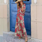 Printing Series Buckle Top Skirt Set