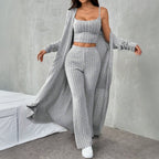 Spring Summer Women Clothing Idle Casual Home Knitted Three Piece Set