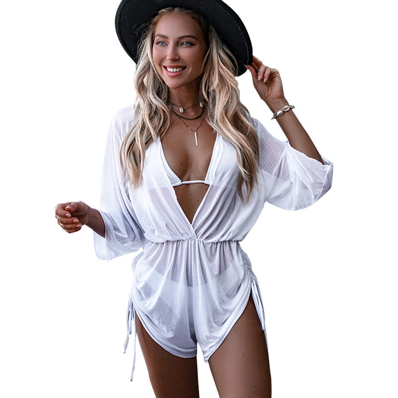 White Tied One-piece Swimwear