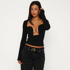 Women's Bandeau Cutout Long-Sleeve Top
