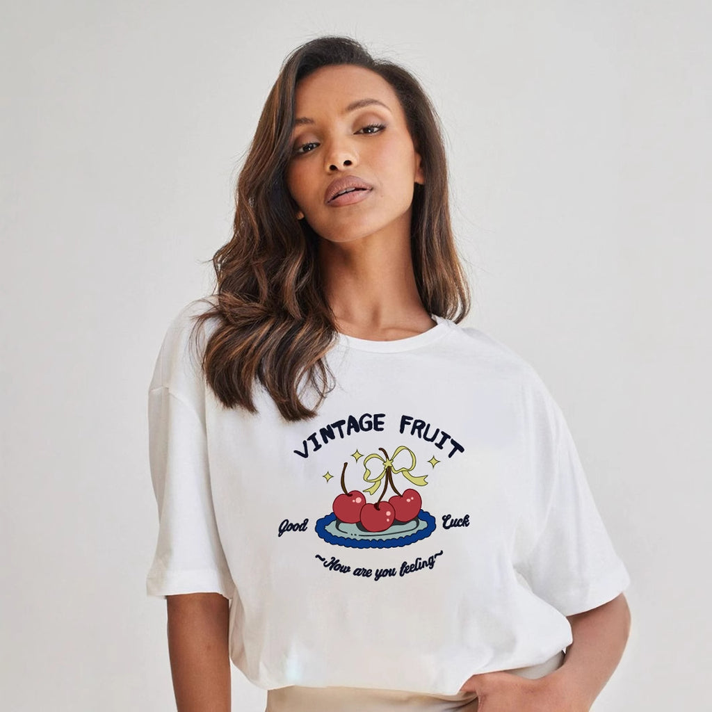 Women's Printed T Shirt Women Summer Loose Round Neck Cotton Short Sleeve Top