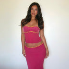 French Sweet Casual Chiffon Lace Vest Skirt Set Women