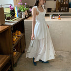 Women's White Embroidered Ruffle Cami Dress