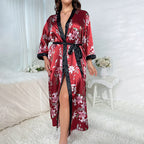 Women's Plus Size Printed Silk Nightdress Pajama