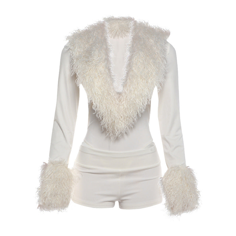 White Jumpsuit Shorts