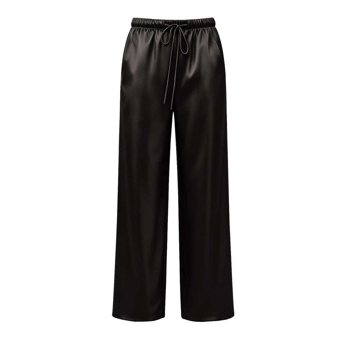 Satin Wide Leg Pants Wear Casual High Waist Elastic Skirt