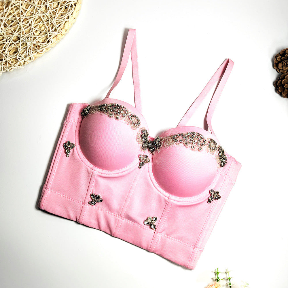 's Beaded Underwear Bare Back Adjustment Tube Top Nightclub Body
