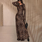 Round Neck Long Leopard Print High Waist