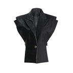 Crocodile Pattern Leather Blazer Vest