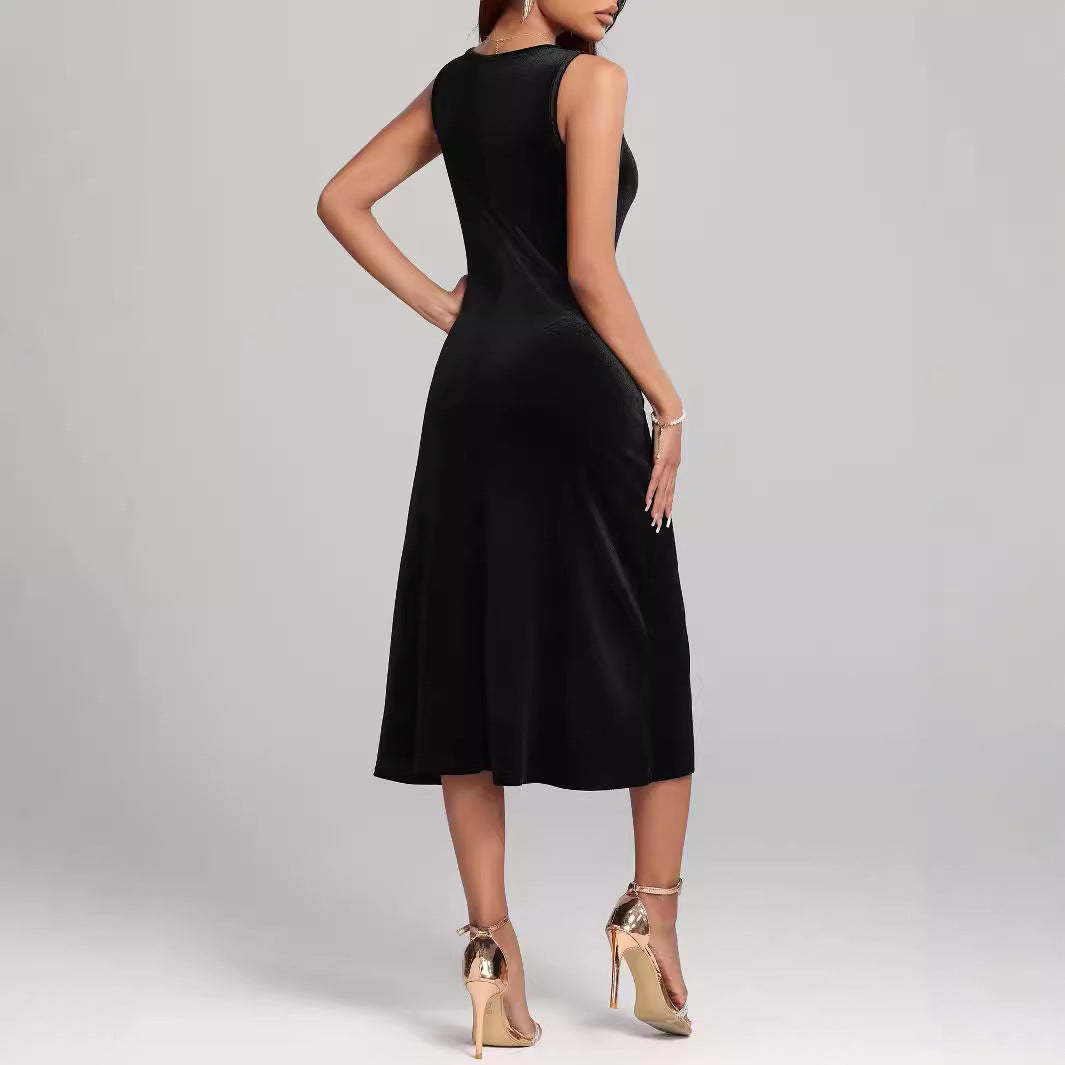Winter Mid Length Pleuche Dress