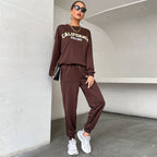 Long-Sleeve Letter Graphic Sweater Printing Suit Two-Piece Set