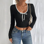 Women's Simple All Match T Shirt Slim Fit Short Cropped Top