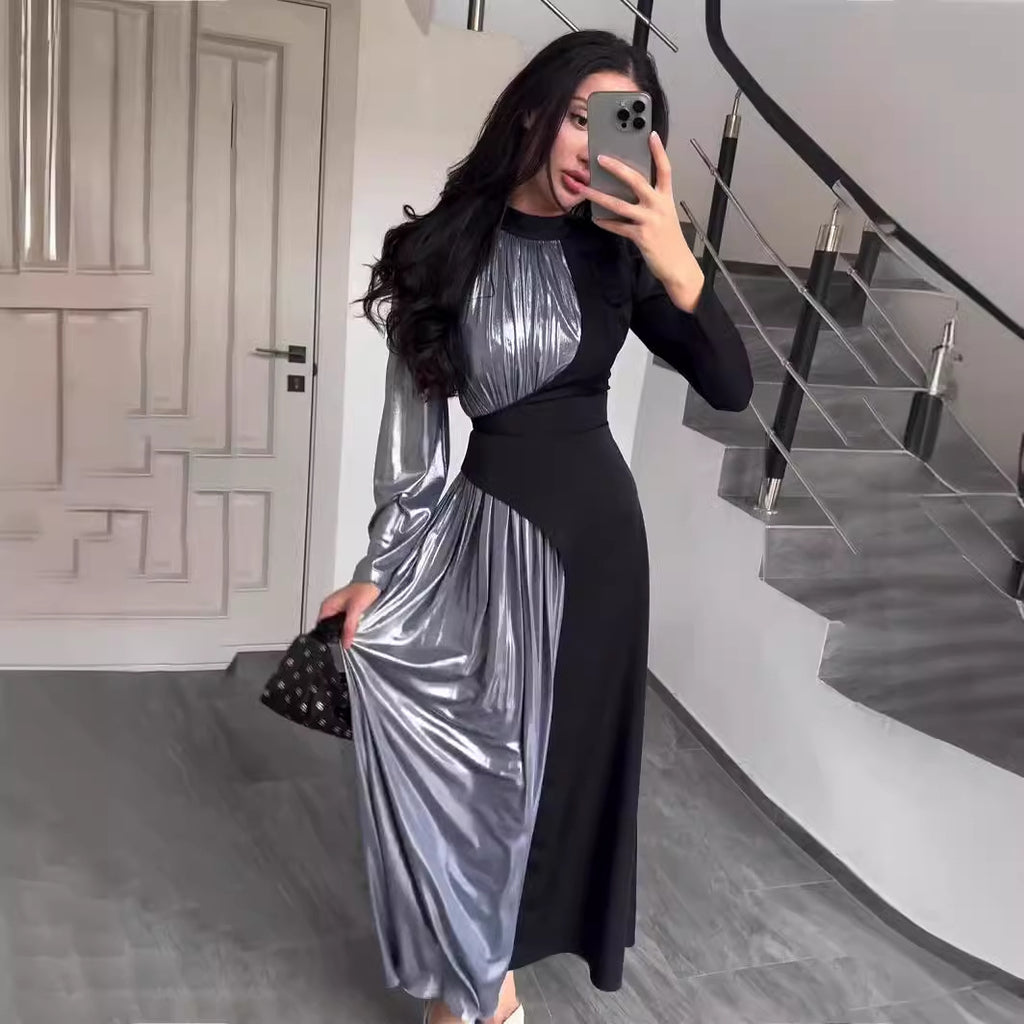 Asymmetric Slim Fit Belted Maxi Dress