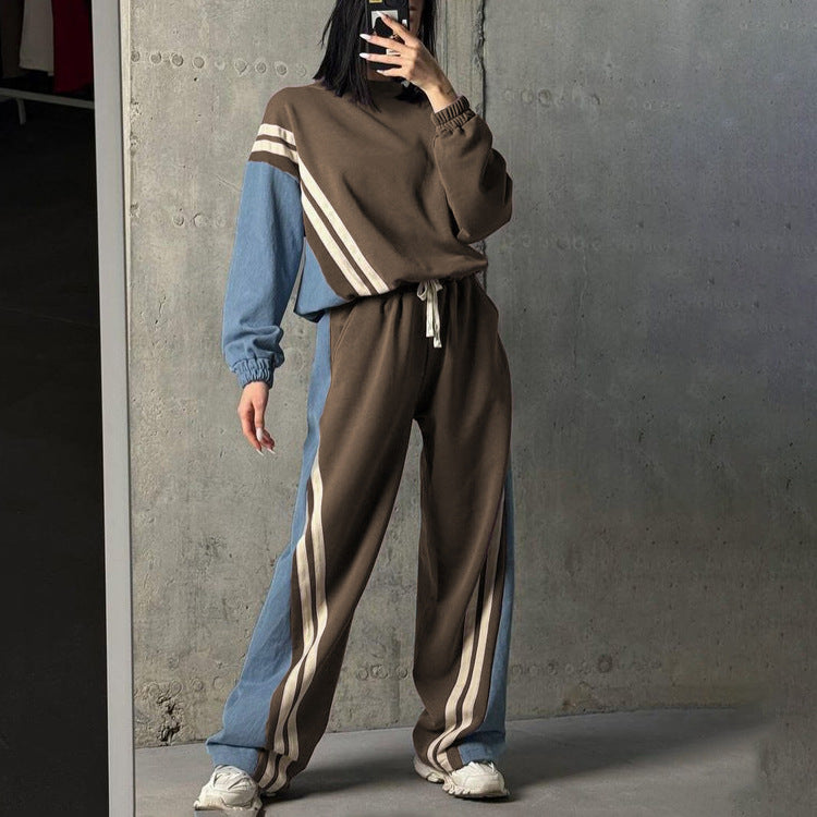 Women's Striped Sweater & Drawstring Pants Set