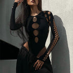 Autumn Hollow Out Slim Fit Jumpsuit