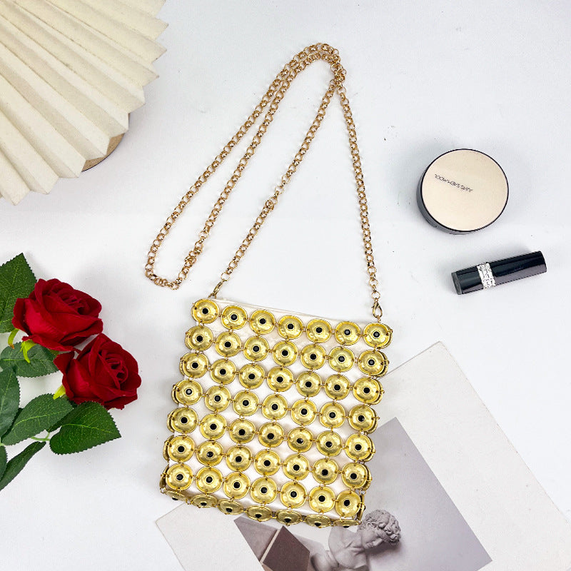 Women's Gold Chain Sequin Crossbody Bag