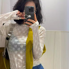 Women's Elastic Mesh Bottoming Shirt Long Sleeve T-Shirt Inner Wear