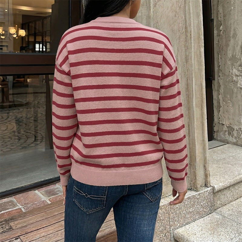 Women's Striped Knit Cardigan