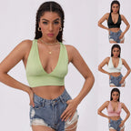 Women's Slim-Fit V-Neck Backless Vest Top