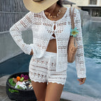 Women's Clothes Casual Holiday Hollow Out Cutout Out Cardigan Top Spring