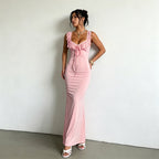 Women's Lace Up Ruffle Dress