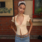 Women's Button-Up Short Sleeve Cardigan Top