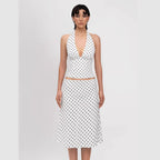 Women's Polka Dot Summer Top And Skirt Two-Piece Set