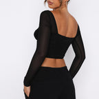 Women’s White Lace Square Neck Corset Crop Top