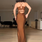 Backless Cutout Halter Mini Dress