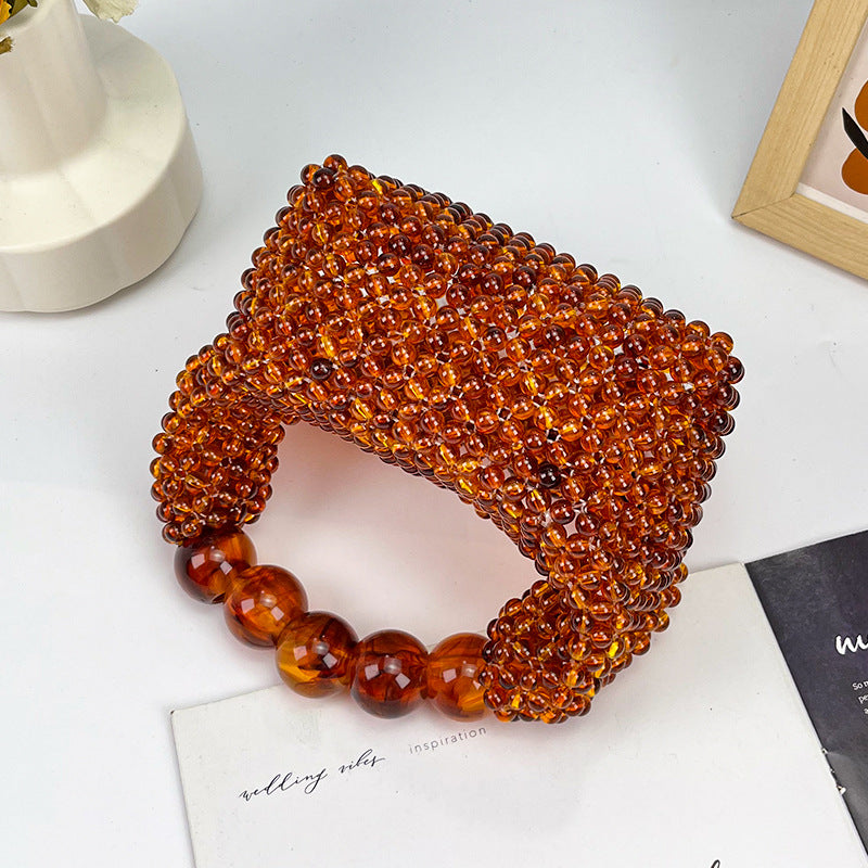 Women's Amber Beaded Dumpling Handbag