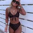 Leopard Print Tie-Detail One-Piece Swimsuit