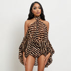 Women Clothing Summer Sexy Printed off Shoulder Long Sleeve