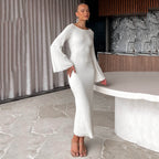 Collection Lace Backless Long Sleeves Trumpet Sleeve Dress