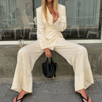 High Grade Satin Suit V Neck Long