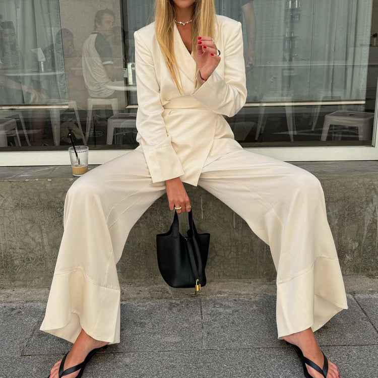High Grade Satin Suit V Neck Long