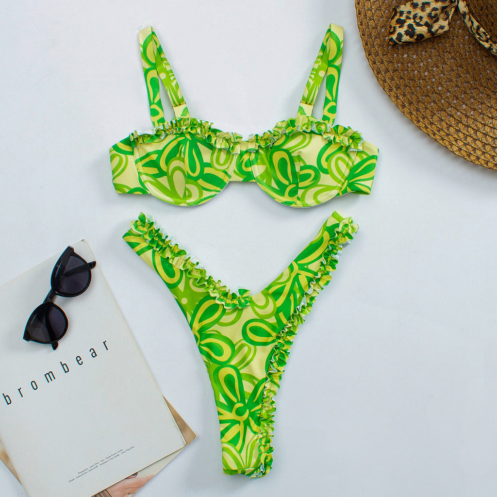 Women's Floral Ruffle Bikini Swimsuit