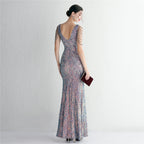 Women's Sequin Slim Fit Evening Party Dress Long Cocktail Slim Fit