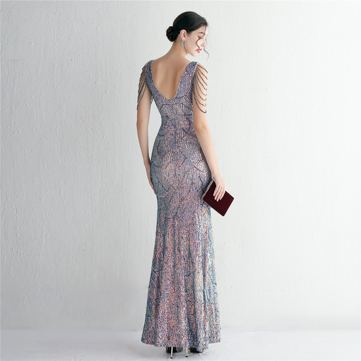 Women's Sequin Slim Fit Evening Party Dress Long Cocktail Slim Fit