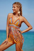 Multicolored Tassel One-piece Swimwear