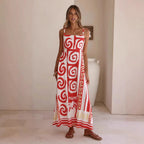 Women's Geometric Print Smocked Cami Maxi Dress
