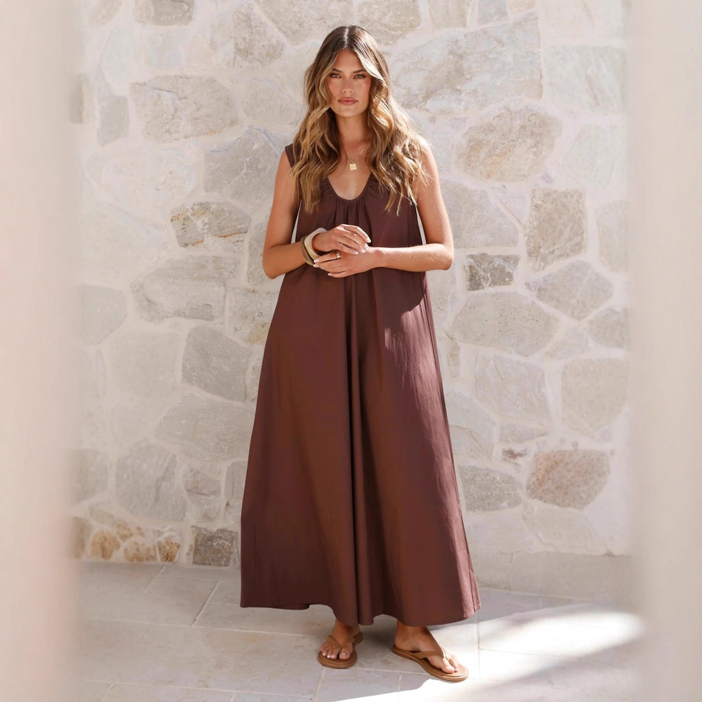 Women's U Neck Sleeveless Maxi Vest Dress