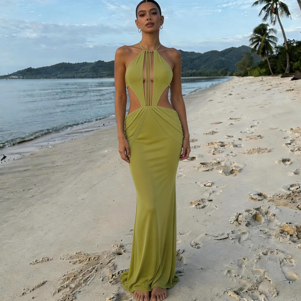 Women's Backless Halter Dress