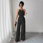 Halter Jumpsuit Waist Tight Drape Office Jumpsuit