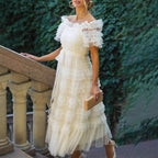 Elegant Waist Tight Lace Maxi Dress Waist Tight Slim Fit