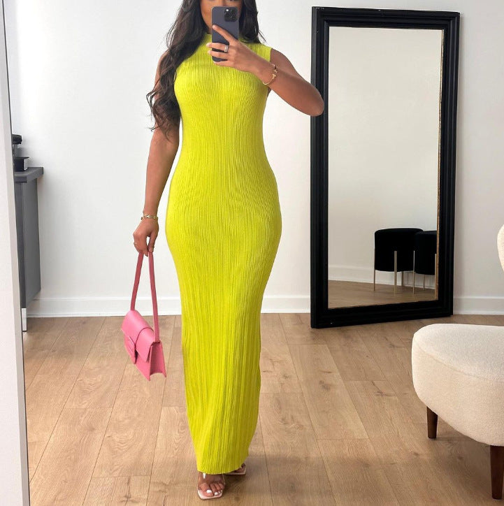 Casual Knitted Sleeveless Round Neck Dress