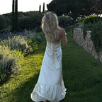 Women's Halter Polka-Dot Satin Maxi Dress